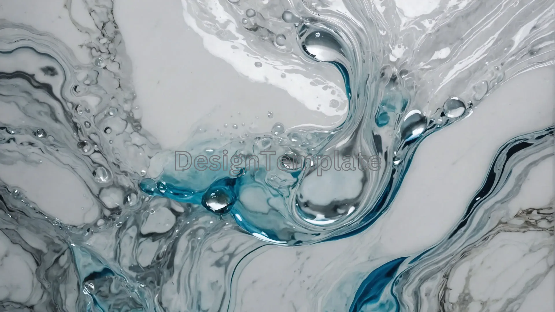 Blue Whirls on White Stone Refreshing Marble Image image